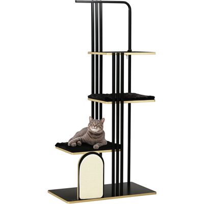 BEYAMIS Albero Da Grattare, Design Industriale, 3 Piattaforme, 2 Cuscini Lounge, Parete Da Grattare, Struttura In Acciaio, Nero, 85 X 48 X 170 Cm BEYAMIS Albero Da Grattare, Design Industriale, 3 Piattaforme, 2 Cuscini Lounge, Parete Da Grattare, Struttura In Acciaio, Nero, 85 X 48 X 170 Cm