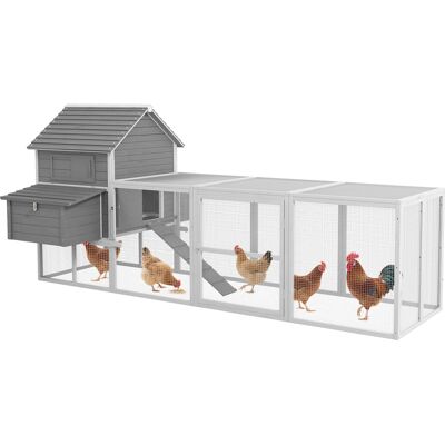 IROVAMI Pollaio Da Esterno Per Galline Ovaiole, Casetta Per Galline Con Rampa E Area Aperta Recintata, 310,5x149,5x149 Cm, Grigio IROVAMI Pollaio Da Esterno Per Galline Ovaiole, Casetta Per Galline Con Rampa E Area Aperta Recintata, 310,5x149,5x149 Cm, Grigio