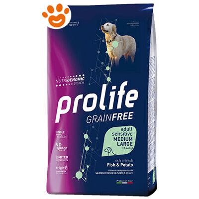 PROLIFE Dog Grainfree Sensitive Adult Medium Large Pesce E Patate - Dog Grainfree Sensitive Adult Medium Large Pesce E Patate - Sacco Da 2,5 Kg PROLIFE Dog Grainfree Sensitive Adult Medium Large Pesce E Patate - Dog Grainfree Sensitive Adult Medium Large Pesce E Patate - Sacco Da 2,5 Kg