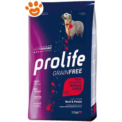 Prolife Cibo per Cani Sensibile senza Cereali Medio Grandi Manzo & Patate - 2,5 Kg Prolife Cibo per Cani Sensibile senza Cereali Medio Grandi Manzo & Patate - 2,5 Kg
