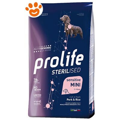 Prolife Cibo per cani sterilizzati maiale e riso - Piccoli adulti - 7kg Prolife Cibo per cani sterilizzati maiale e riso - Piccoli adulti - 7kg