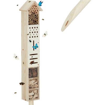 RELAXDAYS Casetta Per Insetti Con Asta, Alveare Da Giardino Autoportante Api Selvatiche, Legno, H 148 Cm, Legno Naturale - RELAXDAYS Casetta Per Insetti Con Asta, Alveare Da Giardino Autoportante Api Selvatiche, Legno, H 148 Cm, Legno Naturale -