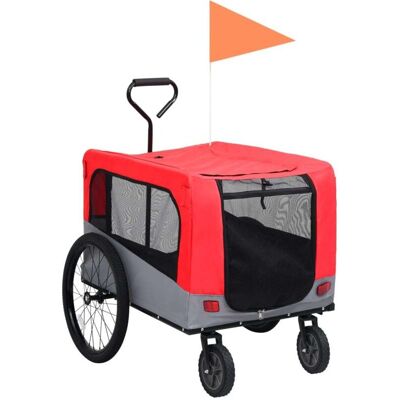 VIDAXL Rimorchio Bici Animali E Carrello Jogging 2 In 1 Rosso E Grigio - VIDAXL Rimorchio Bici Animali E Carrello Jogging 2 In 1 Rosso E Grigio -