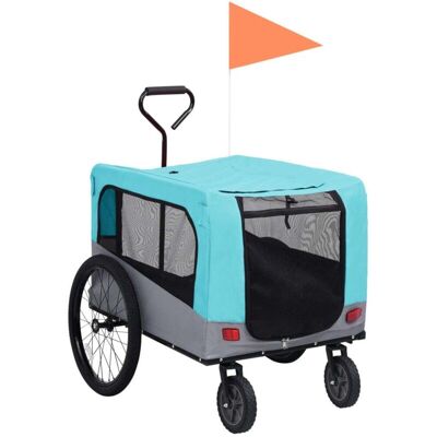 VIDAXL Rimorchio Bici Per Animali Carrello Jogging 2in1 Blu E Grigio - VIDAXL Rimorchio Bici Per Animali Carrello Jogging 2in1 Blu E Grigio -