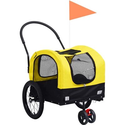 VIDAXL Rimorchio Bici Per Animali Carrello Jogging 2in1 Giallo E Nero - VIDAXL Rimorchio Bici Per Animali Carrello Jogging 2in1 Giallo E Nero -