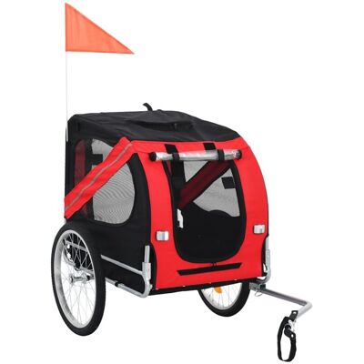 VIDAXL Rimorchio Da Bici Per Animali Domestici Rosso E Nero VIDAXL Rimorchio Da Bici Per Animali Domestici Rosso E Nero