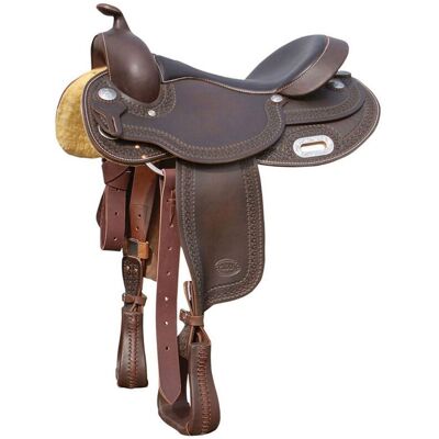 AMAHORSE 15,5", Nero: Sella Western Round Skirt Full Contact In Cuoio Ingrassato, Seggio In Pelle Liscia E Arcione In Ralide 3010 AMAHORSE 15,5", Nero: Sella Western Round Skirt Full Contact In Cuoio Ingrassato, Seggio In Pelle Liscia E Arcione In Ralide 3010