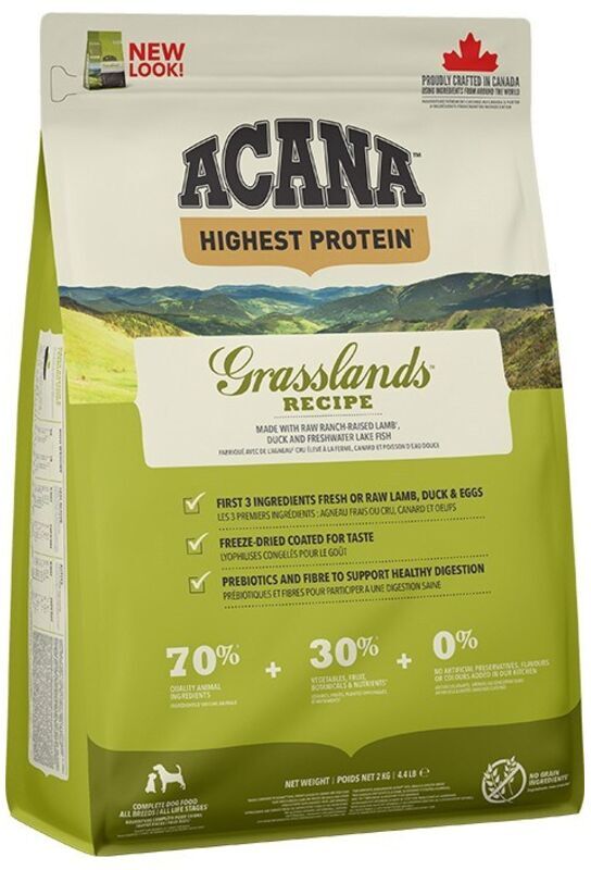 Acana Dog All Breeds Highest Protein Grasslands Dog All Breeds Highest Protein Grasslands - Sacco Da 2 Kg -