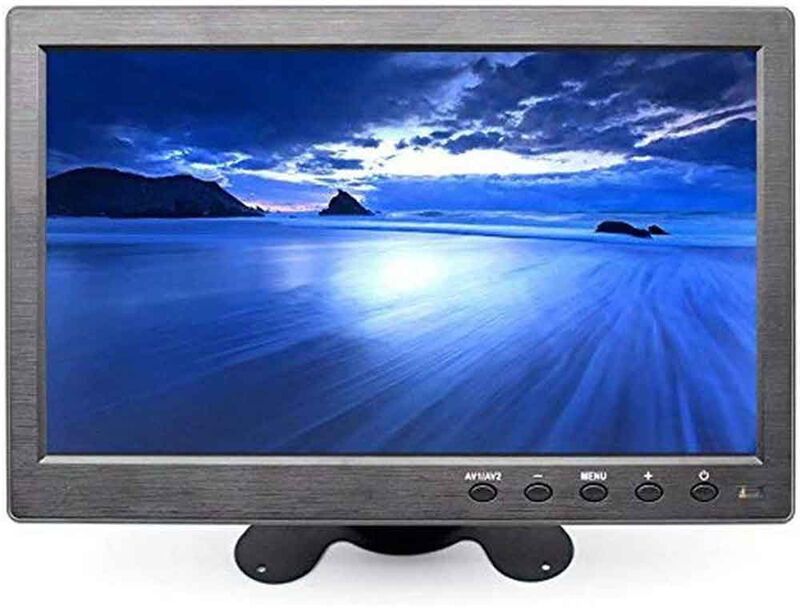 VETRINEINRETE Monitor 10'' pollici lcd hd portatile hdmi vga usb bnc per videosorveglianza telecamera auto 2 canali video 720p con telecomando casse incorporate