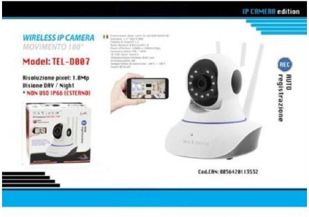 TRADE SHOP TRAESIO - Trade Shop - Telecamera Ip Camera Wireless Motorizzata Interno Controllo App Maxtech Tel-d007