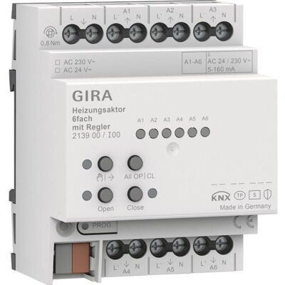GIRA 213900 - Attuatore riscaldamento - 6 Uscite valvole GIRA 213900 - Attuatore riscaldamento - 6 Uscite valvole