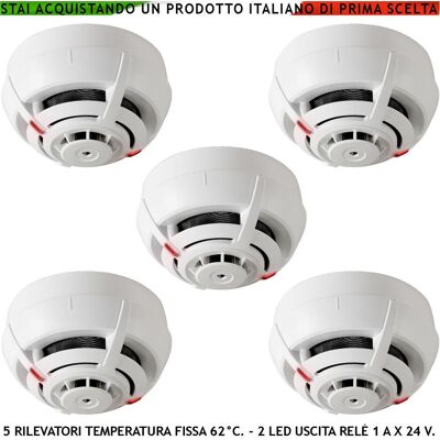 SECURVERA Rilevatori Temperatura Soglia Fissa 62° C 5 Sensori Termovelocimetrici Uscita Relè E Stato Impianto 14 Ma Allarme Antincendio SECURVERA Rilevatori Temperatura Soglia Fissa 62° C 5 Sensori Termovelocimetrici Uscita Relè E Stato Impianto 14 Ma Allarme Antincendio