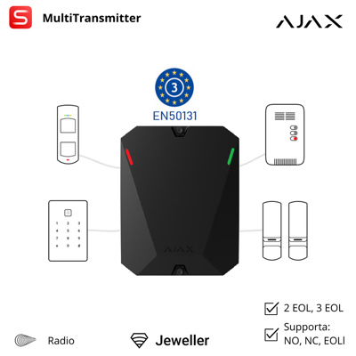 AJAX 135261 - Superior - Superior Multitransmitter G3 Jeweller - Modulo Wireless Per Integrare 18 Dispositivi Di Terzi Parti In Un Sistema - Colore Black - Sicurezza Professionale AJAX 135261 - Superior - Superior Multitransmitter G3 Jeweller - Modulo Wireless Per Integrare 18 Dispositivi Di Terzi Parti In Un Sistema - Colore Black - Sicurezza Professionale