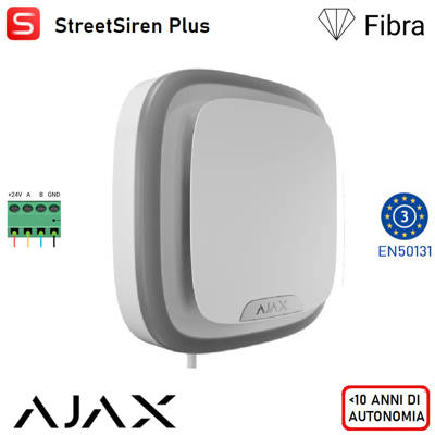 AJAX 117727 - Superior - Superior Streetsiren Plus Fibra - Sirena Cablata Da Esterno - Colore White - Sicurezza Professionale AJAX 117727 - Superior - Superior Streetsiren Plus Fibra - Sirena Cablata Da Esterno - Colore White - Sicurezza Professionale