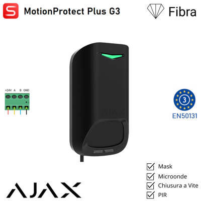 AJAX 117716 - Superior - Superior Motionprotect Plus G3 Fibra - Colore Black - Sicurezza Professionale AJAX 117716 - Superior - Superior Motionprotect Plus G3 Fibra - Colore Black - Sicurezza Professionale