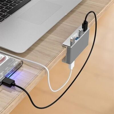LIIYIELA (argento) Hub Usb 3.0 Orico - Clip In Lega Di Alluminio - 4 Porte - Ricarica Intelligente - Argento LIIYIELA (argento) Hub Usb 3.0 Orico - Clip In Lega Di Alluminio - 4 Porte - Ricarica Intelligente - Argento