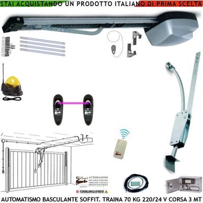 SECURVERA Basculante 70 Kg Kit Automatismo Motore 220/24 V Da Soffitto Faro Antenna Selettore Binario Alluminio Catena Acciaio 3 Mt Cordino X Sblocco Pattino Radiocomando Archetto Oscillante Luce Di Cortesia SECURVERA Basculante 70 Kg Kit Automatismo Motore 220/24 V Da Soffitto Faro Antenna Selettore Binario Alluminio Catena Acciaio 3 Mt Cordino X Sblocco Pattino Radiocomando Archetto Oscillante Luce Di Cortesia