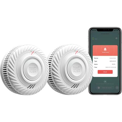 HABITEX Rilevatore Di Fumo Intelligente Wi-fi, Sensore Fotoelettrico Antincendio En14604, Compatibile Con App Tuya/smart Life, Batteria 10 Anni, Confezione Da 2 HABITEX Rilevatore Di Fumo Intelligente Wi-fi, Sensore Fotoelettrico Antincendio En14604, Compatibile Con App Tuya/smart Life, Batteria 10 Anni, Confezione Da 2