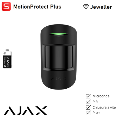 AJAX 133223 - Superior - Superior Motionprotect Plus Jeweller (8eu) - Rilevatore Di Movimento Ir Wireless Con Sensore A Microonde Aggiuntivo (edizione Superior) - Colore Black - Sicurezza Professional AJAX 133223 - Superior - Superior Motionprotect Plus Jeweller (8eu) - Rilevatore Di Movimento Ir Wireless Con Sensore A Microonde Aggiuntivo (edizione Superior) - Colore Black - Sicurezza Professional
