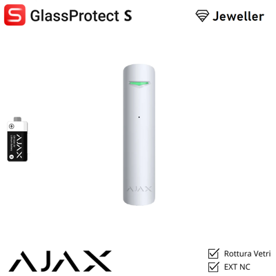 AJAX 133202 - Superior - Superior Glassprotect Jeweller (8eu) - Rilevatore Di Rottura Vetro Wireless (edizione Superior) - Colore White - Sicurezza Professionale AJAX 133202 - Superior - Superior Glassprotect Jeweller (8eu) - Rilevatore Di Rottura Vetro Wireless (edizione Superior) - Colore White - Sicurezza Professionale