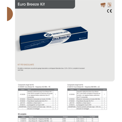 Genius Kit Automazione Porte Garage Basculanti Faac Euro Breeze Rc 230v 51200091 Genius Kit Automazione Porte Garage Basculanti Faac Euro Breeze Rc 230v 51200091