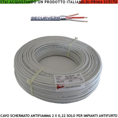 SECURVERA - Cavo Schermato Flessibile Antifiamma 2x0,22 Mm² Guaina Pvc Bianco Prot. Alluminio/poliest Drenaggio 2 Condut. Polariz. Fili 7 Ø 0,19 Mm Twistato Per Impianti Di Allarme Antifurto Norma Cei 20/22-iii SECURVERA - Cavo Schermato Flessibile Antifiamma 2x0,22 Mm² Guaina Pvc Bianco Prot. Alluminio/poliest Drenaggio 2 Condut. Polariz. Fili 7 Ø 0,19 Mm Twistato Per Impianti Di Allarme Antifurto Norma Cei 20/22-iii