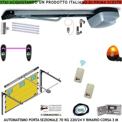 SECURVERA Kit Automatismo X Porta Sezionale 70 Kg Da Soffitto 220/24 V 2 Radiocomandi Fotocellule Faro A Led Binario Alluminio 3 Mt Catena 5,5 Mt Sistema Autoreverse Blindino Cordino Sblocco Luce Di Cortesia SECURVERA Kit Automatismo X Porta Sezionale 70 Kg Da Soffitto 220/24 V 2 Radiocomandi Fotocellule Faro A Led Binario Alluminio 3 Mt Catena 5,5 Mt Sistema Autoreverse Blindino Cordino Sblocco Luce Di Cortesia