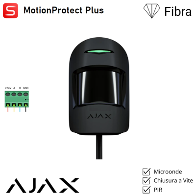 AJAX 143623 - Superior - Superior Motionprotect Plus Fibra - Rilevatore Di Movimento Cablato Con Sensore A Microonde Aggiuntivo - Colore Black - Sicurezza Professionale AJAX 143623 - Superior - Superior Motionprotect Plus Fibra - Rilevatore Di Movimento Cablato Con Sensore A Microonde Aggiuntivo - Colore Black - Sicurezza Professionale