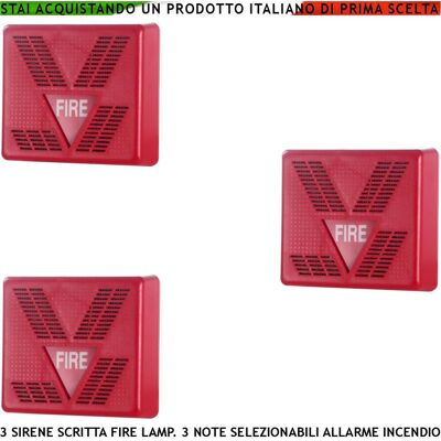 SECURVERA Sirena Rossa Antincendio 3 Pezzi Segnalazione Allarme Incendio Alimentazione 24 Vcc Scritta Fire Lampeggiante SECURVERA Sirena Rossa Antincendio 3 Pezzi Segnalazione Allarme Incendio Alimentazione 24 Vcc Scritta Fire Lampeggiante