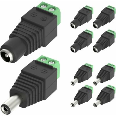 XISRENS Confezione Da 10 Adattatori Per Connettori Di Alimentazione Maschio E Femmina Da 5,5 Mm E 2,1 Mm Cc 12 V Per Sistema Di Sicurezza Cctv Dvr Con Luce Led XISRENS Confezione Da 10 Adattatori Per Connettori Di Alimentazione Maschio E Femmina Da 5,5 Mm E 2,1 Mm Cc 12 V Per Sistema Di Sicurezza Cctv Dvr Con Luce Led