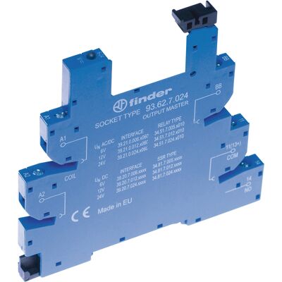 Socket relè Finder 93.62.7.024 Blu con LED - Serie 34 Socket relè Finder 93.62.7.024 Blu con LED - Serie 34