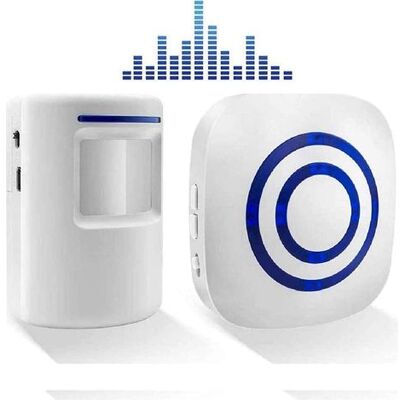 OEM Kit Campanello Elettrico Senza Fili Bianco Con 1 Ricevitore E 1 Rilevatore Di Movimento, Sensore Di Allarme Visitatori, Allarme Di Sicurezza Con 38 Melodie A 3 Livelli Di Volume. OEM Kit Campanello Elettrico Senza Fili Bianco Con 1 Ricevitore E 1 Rilevatore Di Movimento, Sensore Di Allarme Visitatori, Allarme Di Sicurezza Con 38 Melodie A 3 Livelli Di Volume.