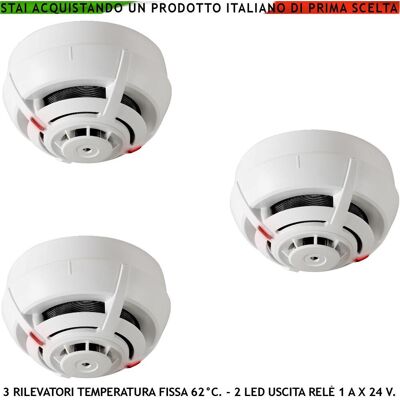 SECURVERA Sensori Temperatura Soglia Fissa 62° C 3 Rilevatori Termovelocimetrici Uscita Relè E Stato Impianto 14 Ma Allarme Antincendio SECURVERA Sensori Temperatura Soglia Fissa 62° C 3 Rilevatori Termovelocimetrici Uscita Relè E Stato Impianto 14 Ma Allarme Antincendio