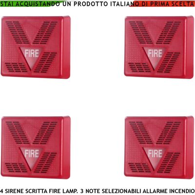 SECURVERA Sirena Allarme Incendio Rossa 4 Pezzi Segnalazione Multisuono Alimentazione 24 Vcc Scritta Fire Lampeggiante SECURVERA Sirena Allarme Incendio Rossa 4 Pezzi Segnalazione Multisuono Alimentazione 24 Vcc Scritta Fire Lampeggiante