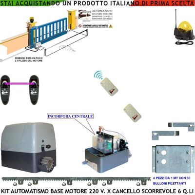 SECURVERA - Kit Automazione Cancello Scorrevole - 6 Quintali - 220 V - 4 Metri - Cremagliere SECURVERA - Kit Automazione Cancello Scorrevole - 6 Quintali - 220 V - 4 Metri - Cremagliere