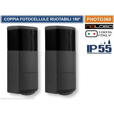 NOLOGO Photo360 Coppia Fotocellule Infrarosso Per Cancelli E Porte Automatica Orientabili 180° Ip55 Dc 12/24v NOLOGO Photo360 Coppia Fotocellule Infrarosso Per Cancelli E Porte Automatica Orientabili 180° Ip55 Dc 12/24v