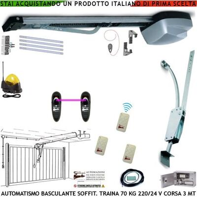 SECURVERA Kit Automatismo Per Basculante 70 Kg Motore 220/24 V Da Soffitto Faro Antenna Binario Alluminio Catena Acciaio 3 Metri Cordino Per Sblocco Pattino 3 Radiocomandi Archetto Oscillante Luce Di Cortesia SECURVERA Kit Automatismo Per Basculante 70 Kg Motore 220/24 V Da Soffitto Faro Antenna Binario Alluminio Catena Acciaio 3 Metri Cordino Per Sblocco Pattino 3 Radiocomandi Archetto Oscillante Luce Di Cortesia