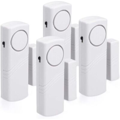 FOCTRO Allarme Per Porte E Finestre - Kit Con 4 Sensori Wireless Anti Intrusione - Sicurezza Domestica Contro I Furti - Funzionamento Magnetico - 100 Db FOCTRO Allarme Per Porte E Finestre - Kit Con 4 Sensori Wireless Anti Intrusione - Sicurezza Domestica Contro I Furti - Funzionamento Magnetico - 100 Db
