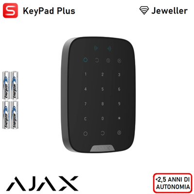 AJAX 133211 - Superior - Superior Keypad Plus Jeweller (8eu) - Tastiera Touch Wireless. Supporta Carte E Telecomandi Contactless Crittografati (edizione Superior) - Colore Black - Sicurezza Profession AJAX 133211 - Superior - Superior Keypad Plus Jeweller (8eu) - Tastiera Touch Wireless. Supporta Carte E Telecomandi Contactless Crittografati (edizione Superior) - Colore Black - Sicurezza Profession