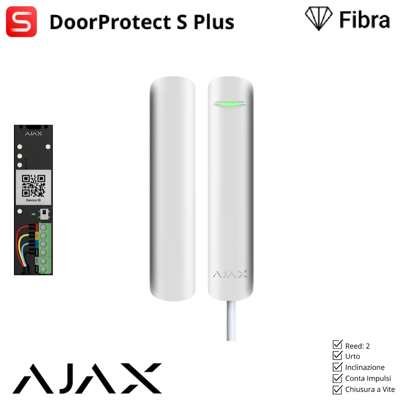 AJAX 44395 - Superior - Doorprotect Plus Fibra - Rilevatore Di Apertura Magnetico, Cablato, Con Sensore Urto E Inclinazione - Colore White - Sicurezza Professionale AJAX 44395 - Superior - Doorprotect Plus Fibra - Rilevatore Di Apertura Magnetico, Cablato, Con Sensore Urto E Inclinazione - Colore White - Sicurezza Professionale