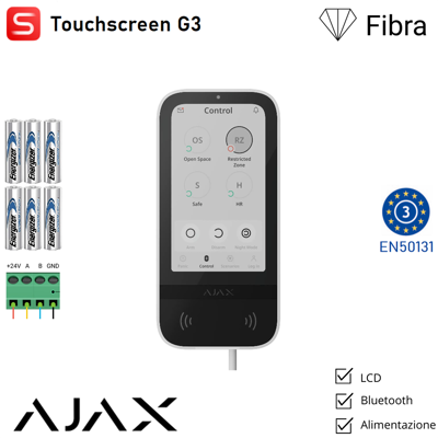 AJAX 143608 - Superior - Superior Keypad Touchscreen Fibra - Tastiera Touchscreen Cablata - Colore White - Sicurezza Professionale AJAX 143608 - Superior - Superior Keypad Touchscreen Fibra - Tastiera Touchscreen Cablata - Colore White - Sicurezza Professionale