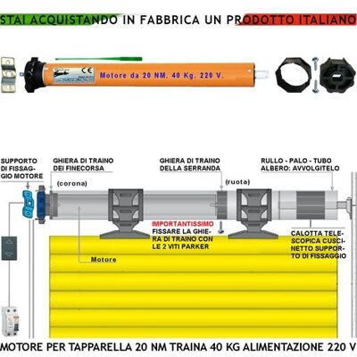 SECURVERA - Tapparella Automatica Motore 230 V 140 W Potenza Di Traino 20 Nm Circa 40 Kg Blocco Sollevamento Telo Fine Corsa Regolabili Accessori Meccanici X Tubo Ottagonale Diametro 60 Mm Protezione Termica 135° SECURVERA - Tapparella Automatica Motore 230 V 140 W Potenza Di Traino 20 Nm Circa 40 Kg Blocco Sollevamento Telo Fine Corsa Regolabili Accessori Meccanici X Tubo Ottagonale Diametro 60 Mm Protezione Termica 135°