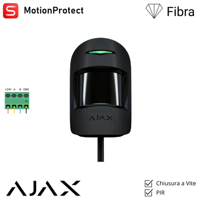 AJAX 143617 - Superior - Superior Motionprotect Fibra - Rilevatore Di Movimento Cablato - Colore Black - Sicurezza Professionale AJAX 143617 - Superior - Superior Motionprotect Fibra - Rilevatore Di Movimento Cablato - Colore Black - Sicurezza Professionale