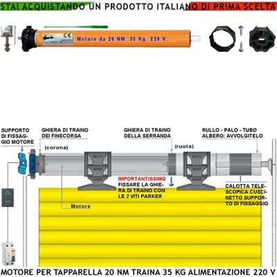 SECURVERA - Motore Tubulare 230 V 140 W Potenza Di Traino 20 Nm Tapparella Circa 40 Kg Anti Sollevamento Telo Fine Corsa Regolabili Accessori Meccanici Per Tubo Ottagonale Diametro 60 Mm Protezione Termica 135° SECURVERA - Motore Tubulare 230 V 140 W Potenza Di Traino 20 Nm Tapparella Circa 40 Kg Anti Sollevamento Telo Fine Corsa Regolabili Accessori Meccanici Per Tubo Ottagonale Diametro 60 Mm Protezione Termica 135°