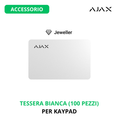 AJAX 38221 - Jeweller - Pass (100pcs) - Carta Contactless - Colore White - Sicurezza Wireless AJAX 38221 - Jeweller - Pass (100pcs) - Carta Contactless - Colore White - Sicurezza Wireless