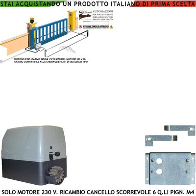 SECURVERA Cancello Scorrevole 6 Q.tali Motore 230 V Ricambio Compatibile Elettronica A Norme Ce Di Qualsiasi Marca Fine Corsa Elettromeccanici Accessori Di Fissaggio Condensatore Pignone M4 Per Cremagliera Abs SECURVERA Cancello Scorrevole 6 Q.tali Motore 230 V Ricambio Compatibile Elettronica A Norme Ce Di Qualsiasi Marca Fine Corsa Elettromeccanici Accessori Di Fissaggio Condensatore Pignone M4 Per Cremagliera Abs