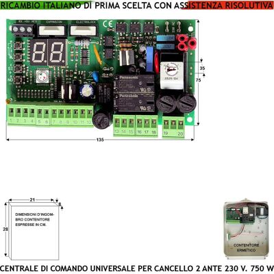 SECURVERA Centralina Comando Cancello 2 Ante 230 V Radio 433 Mhz Tempi Funzione E Forza Gestione Singola Sensibilità Ostacolo Aliment. Accessori 24 V Lampeggi Differenziati Compatibile Proteco Fac Came Univers SECURVERA Centralina Comando Cancello 2 Ante 230 V Radio 433 Mhz Tempi Funzione E Forza Gestione Singola Sensibilità Ostacolo Aliment. Accessori 24 V Lampeggi Differenziati Compatibile Proteco Fac Came Univers