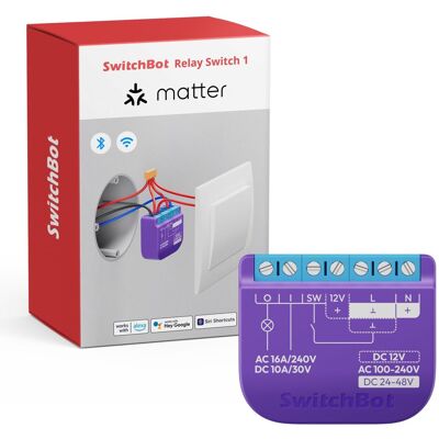 SWITCHBOT Smart Relay Switch 1, Modulo Relè Intelligente Con Ripetitore Bluetooth Integrato, Interruptore Wi-fi&bluetooth Compatibile Con Alexa/apple Home/google Home/matter(hub Necessario),2.4ghz,16a SWITCHBOT Smart Relay Switch 1, Modulo Relè Intelligente Con Ripetitore Bluetooth Integrato, Interruptore Wi-fi&bluetooth Compatibile Con Alexa/apple Home/google Home/matter(hub Necessario),2.4ghz,16a