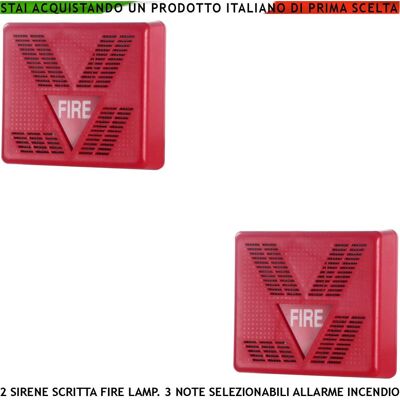 SECURVERA Sirena Multisuono Rossa 2 Pezzi Segnalazione Allarme Incendio Alimentazione 24 Vcc Scritta Fire Lampeggiante SECURVERA Sirena Multisuono Rossa 2 Pezzi Segnalazione Allarme Incendio Alimentazione 24 Vcc Scritta Fire Lampeggiante
