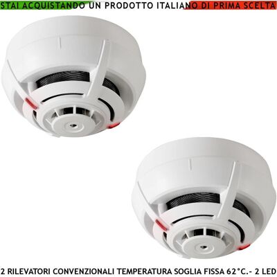 SECURVERA Sensore Temperatura Soglia Fissa 62° C 2 Pezzi Per Antincendio Convenzionale Sensore Termovelocimetrico Loop Uscita Led Stato SECURVERA Sensore Temperatura Soglia Fissa 62° C 2 Pezzi Per Antincendio Convenzionale Sensore Termovelocimetrico Loop Uscita Led Stato